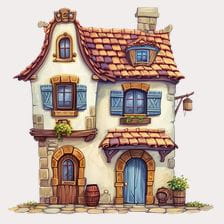 Small house with blue shutters
