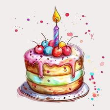 Watercolor Birthday Cake Clipart