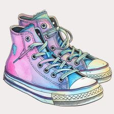Pink And Blue Watercolor Converse Clipart