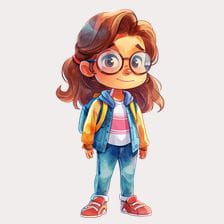 cute cartoon girl with glasses clipart