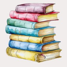 Vintage Watercolor Book Stack Clipart