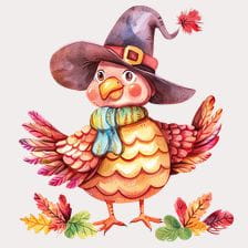 Cute Autumn Bird Witch Clipart