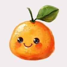 Kawaii Orange Fruit Clipart