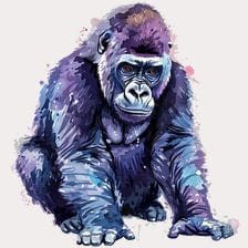 Artistic watercolor gorilla clipart