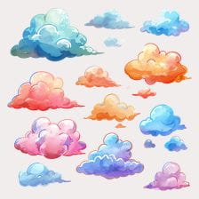 Cartoon Watercolor Clouds Clipart