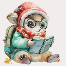 Cute Animal Reading Book Clipart