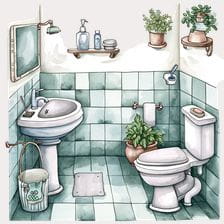 watercolor bathroom clipart