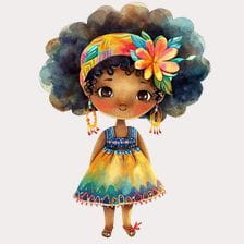 Cute Black Girl Watercolor Clipart