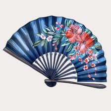 Blue Floral Hand Fan Clipart