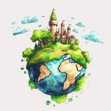 Watercolor Castle On Earth Clipart