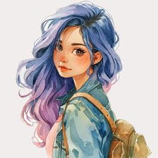 Purple haired woman clipart