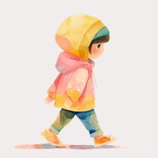 Cute Girl Walking In Pink Hoodie Clipart
