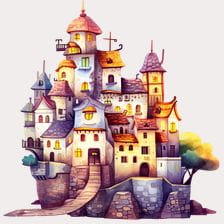 fantasy watercolor castle clipart