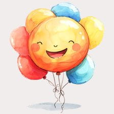 Smiling Watercolor Balloon Clipart