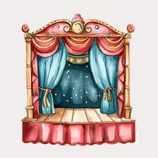 Watercolor Puppet Stage Clipart