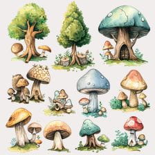 mushroom forest clipart