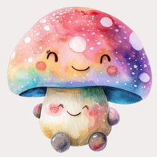 Cute watercolor mushroom clipart