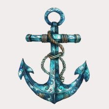 Ornate Blue Anchor Clipart