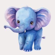 Cute Watercolor Baby Elephant Clipart