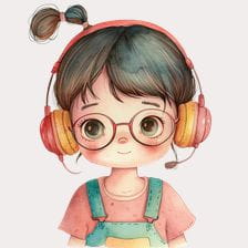girl headphones clipart