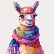 Cute llama in a scarf clipart