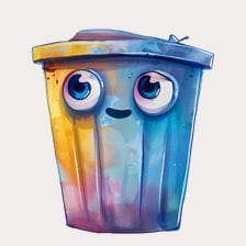Cute Watercolor Trash Can Clipart