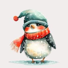 penguin in winter clothes clipart