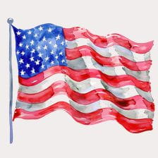 Watercolor Flag Patriotic Clipart