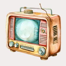 watercolor retro tv clipart