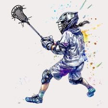 Female Lacrosse Player Watercolor Clipart