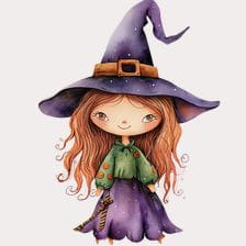 Cute Halloween Witch Girl Clipart