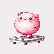 Cute Pink Blob on Weighing Scale Clipart