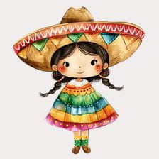 Colorful Mexican Girl Clipart