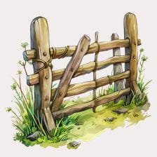 rustic wooden fence gate clipart