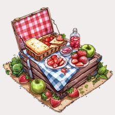 Summer Picnic Basket Clipart