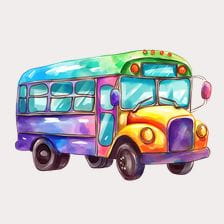 Watercolor School Bus Clipart