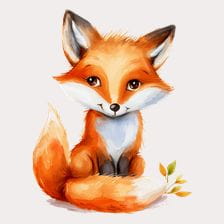 orange fox clipart