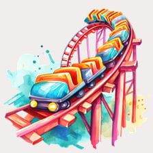 Colorful roller coaster clipart