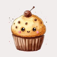 Cute Chocolate Chip Muffin Clipart