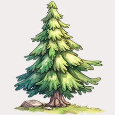 Tall Watercolor Evergreen Tree Clipart