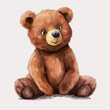 Cute Watercolor Brown Bear Clipart