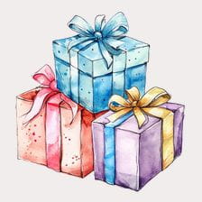 Watercolor Gift Box Clipart