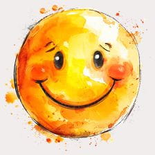 Watercolor Happy Smiley Face Clipart