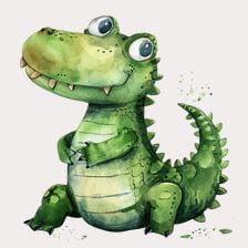 Cute Green Crocodile Clipart