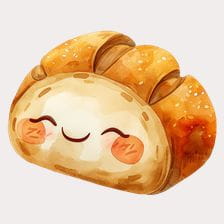 Cute bread watercolor illustration clipart