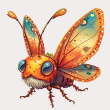 Cute Orange Fantasy Insect Clipart