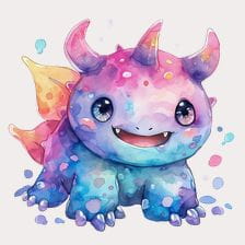 cute watercolor baby dragon clipart