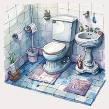 Bathroom Interior Watercolor Clipart