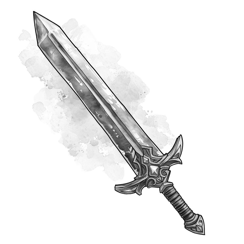 Black and White Ice sword clipart
