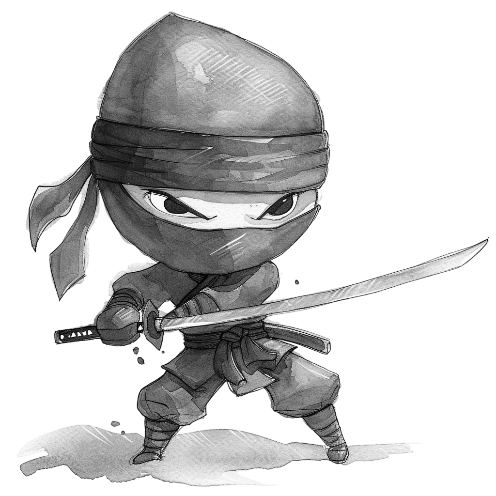 Black and White ninja clipart